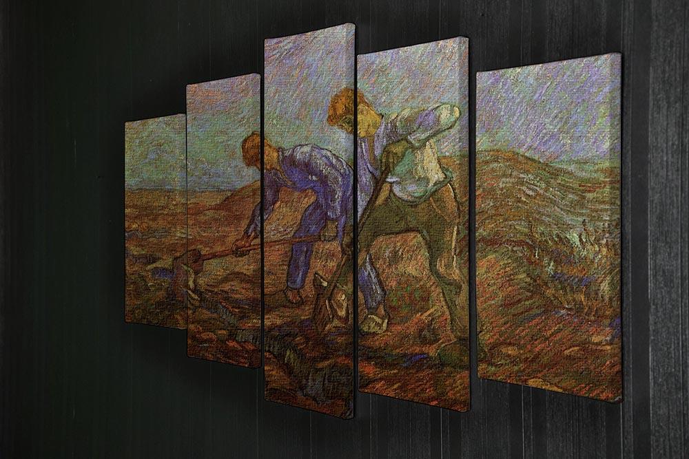 Two Peasants Digging by Van Gogh 5 Split Panel Canvas - Canvas Art Rocks - 2