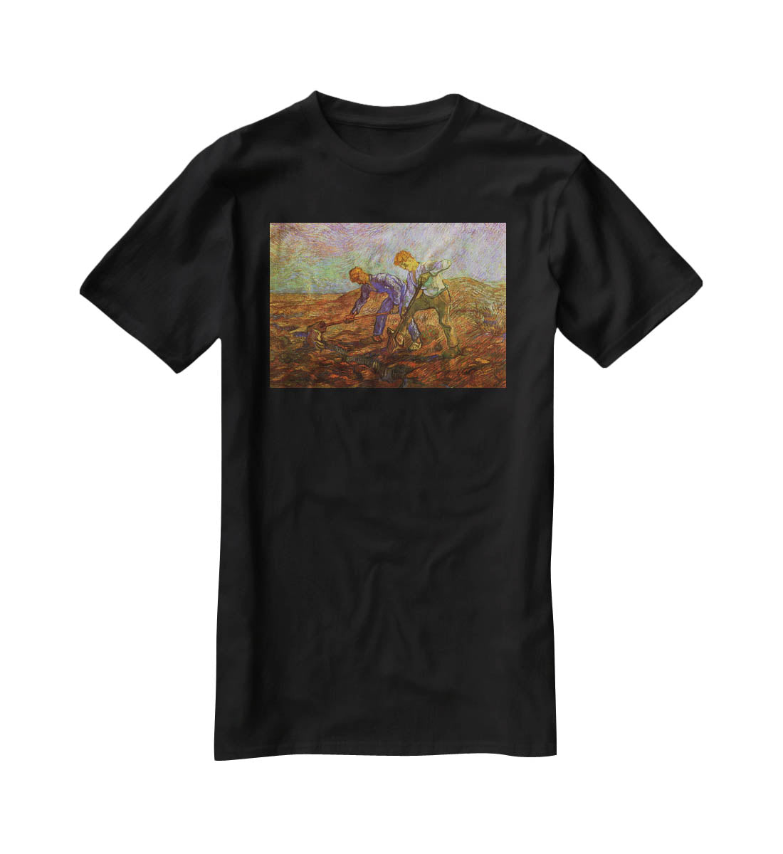 Two Peasants Digging by Van Gogh T-Shirt - Canvas Art Rocks - 1