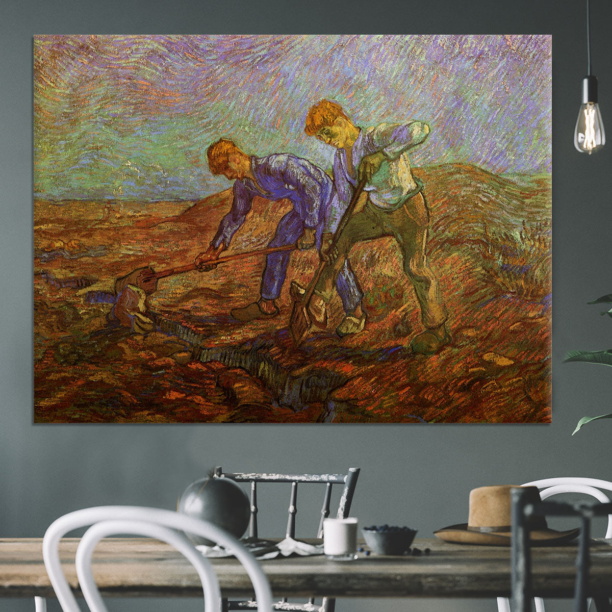 Two Peasants Digging by Van Gogh Canvas Print or Poster - Canvas Art Rocks - 3