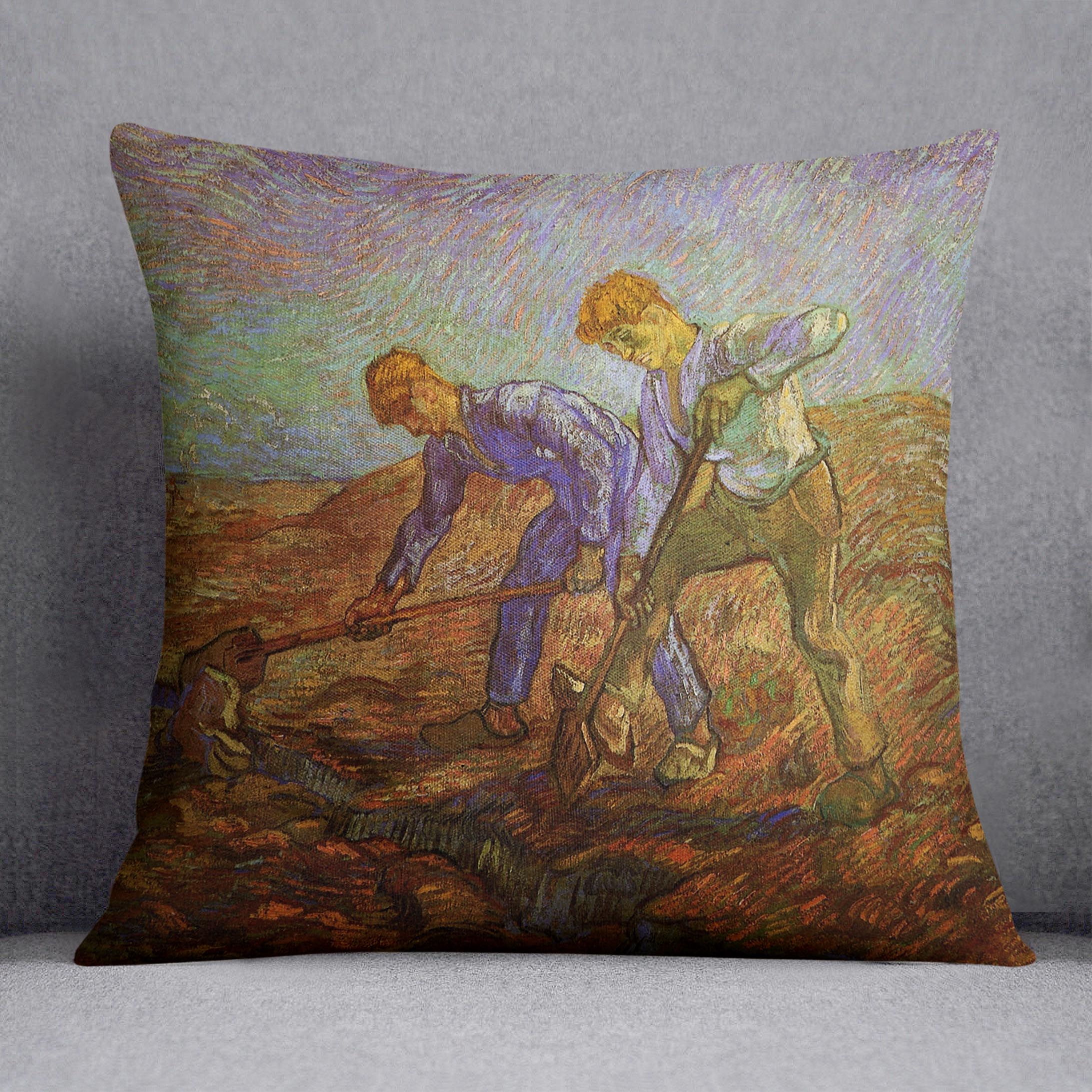 Two Peasants Digging by Van Gogh Cushion