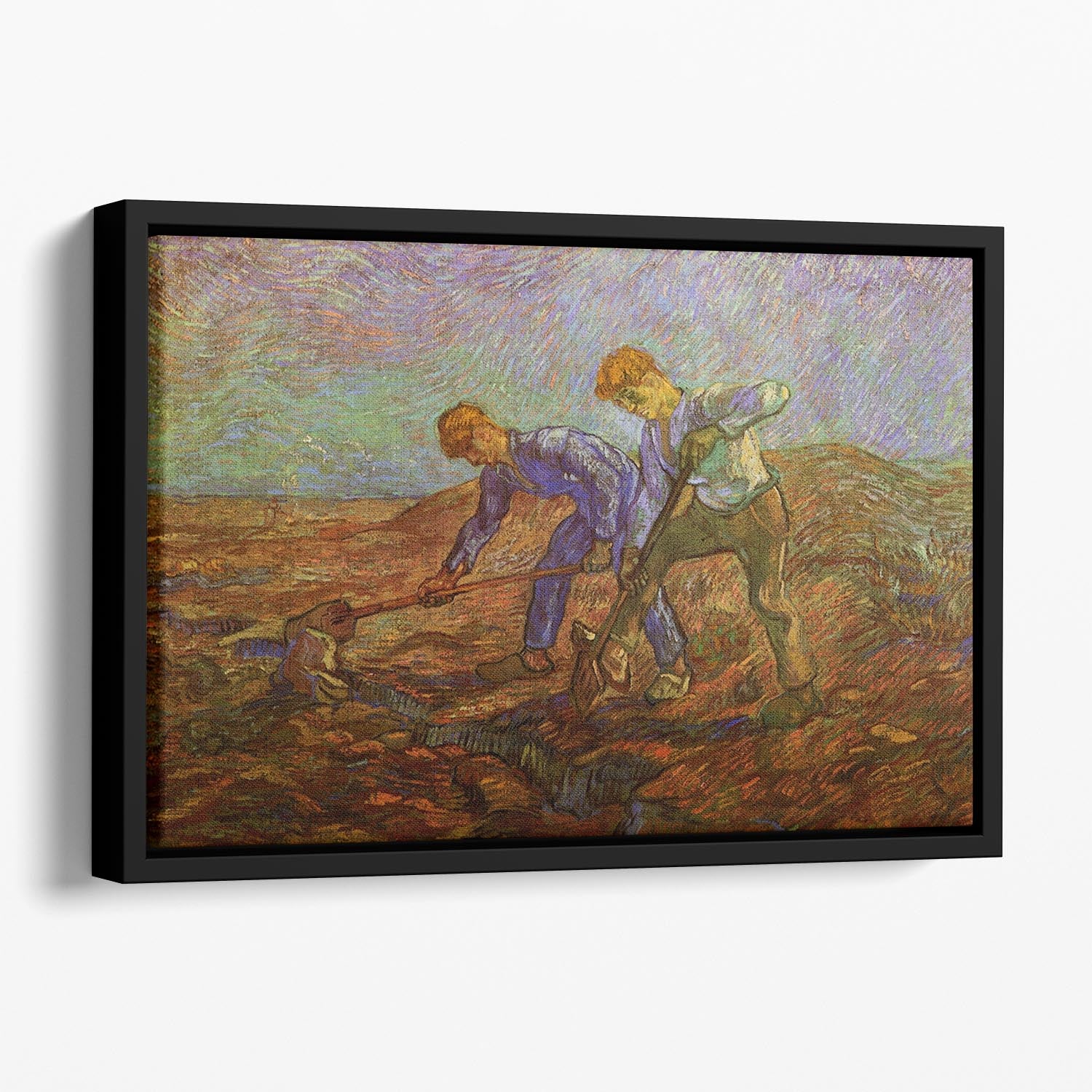 Two Peasants Digging by Van Gogh Floating Framed Canvas