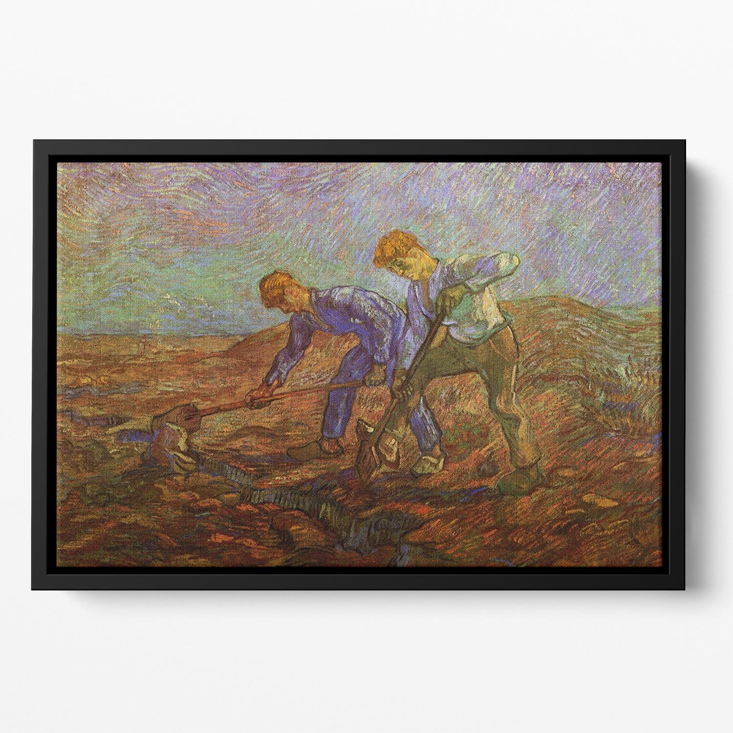 Two Peasants Digging by Van Gogh Floating Framed Canvas