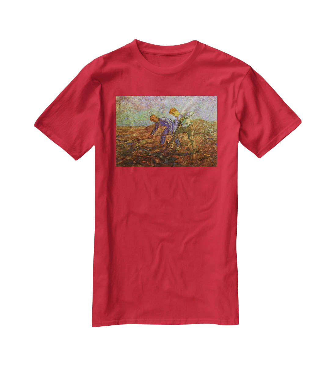 Two Peasants Digging by Van Gogh T-Shirt - Canvas Art Rocks - 4
