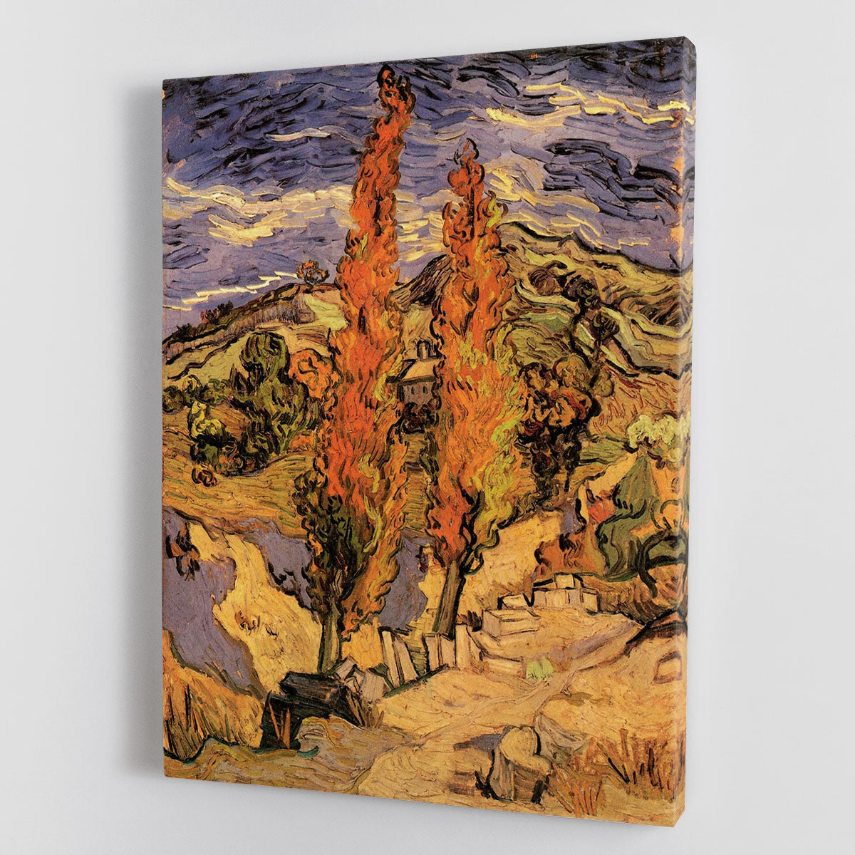 Two Poplars on a Road Through the Hills by Van Gogh Canvas Print or Poster - Canvas Art Rocks - 1