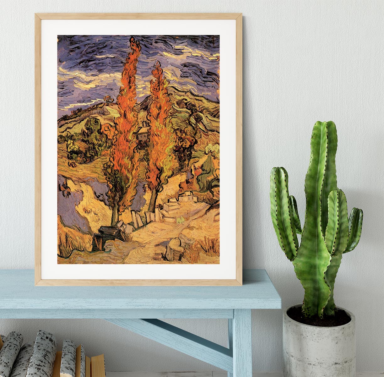Two Poplars on a Road Through the Hills by Van Gogh Framed Print - Canvas Art Rocks - 3
