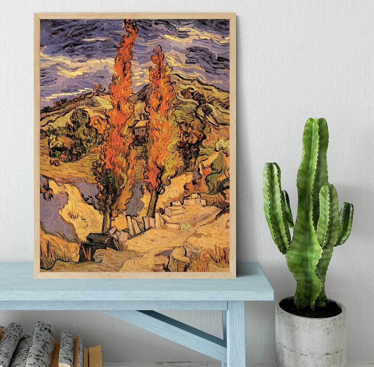 Two Poplars on a Road Through the Hills by Van Gogh Framed Print - Canvas Art Rocks - 4