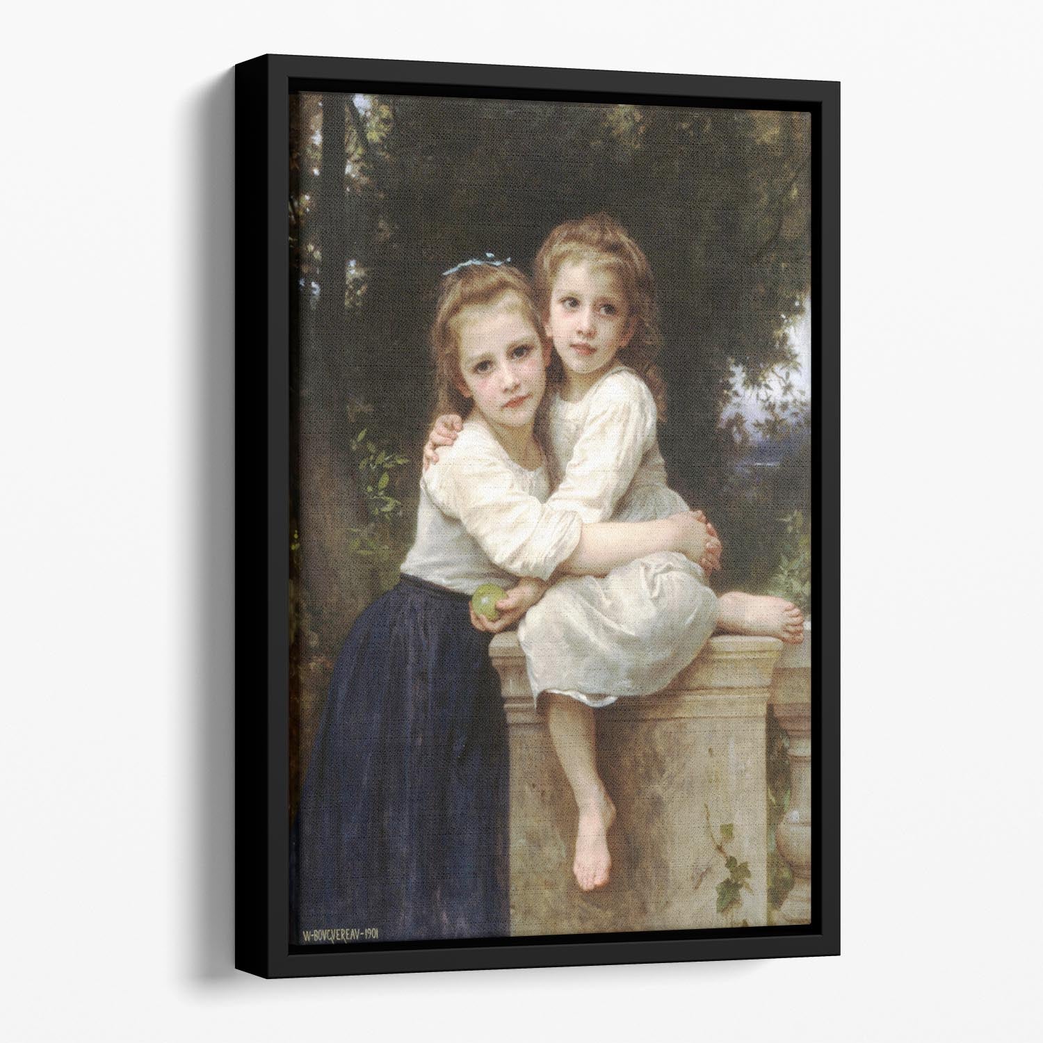 Two Sisters By Bouguereau Floating Framed Canvas