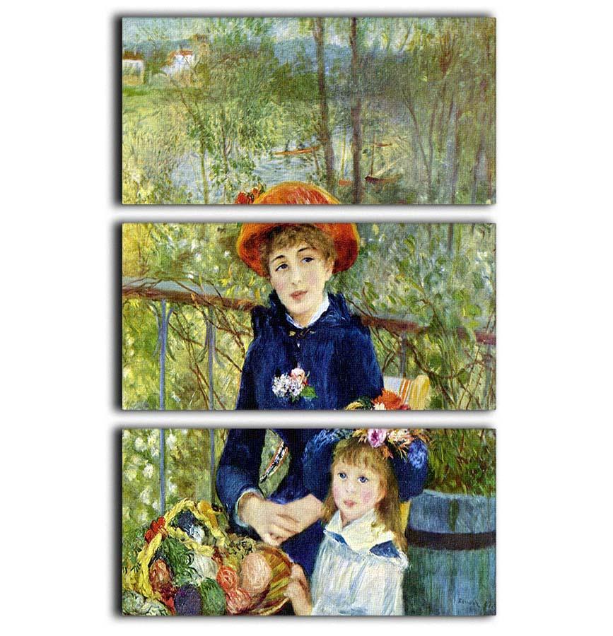 Two Sisters On The Terrace by Renoir 3 Split Panel Canvas Print - Canvas Art Rocks - 1