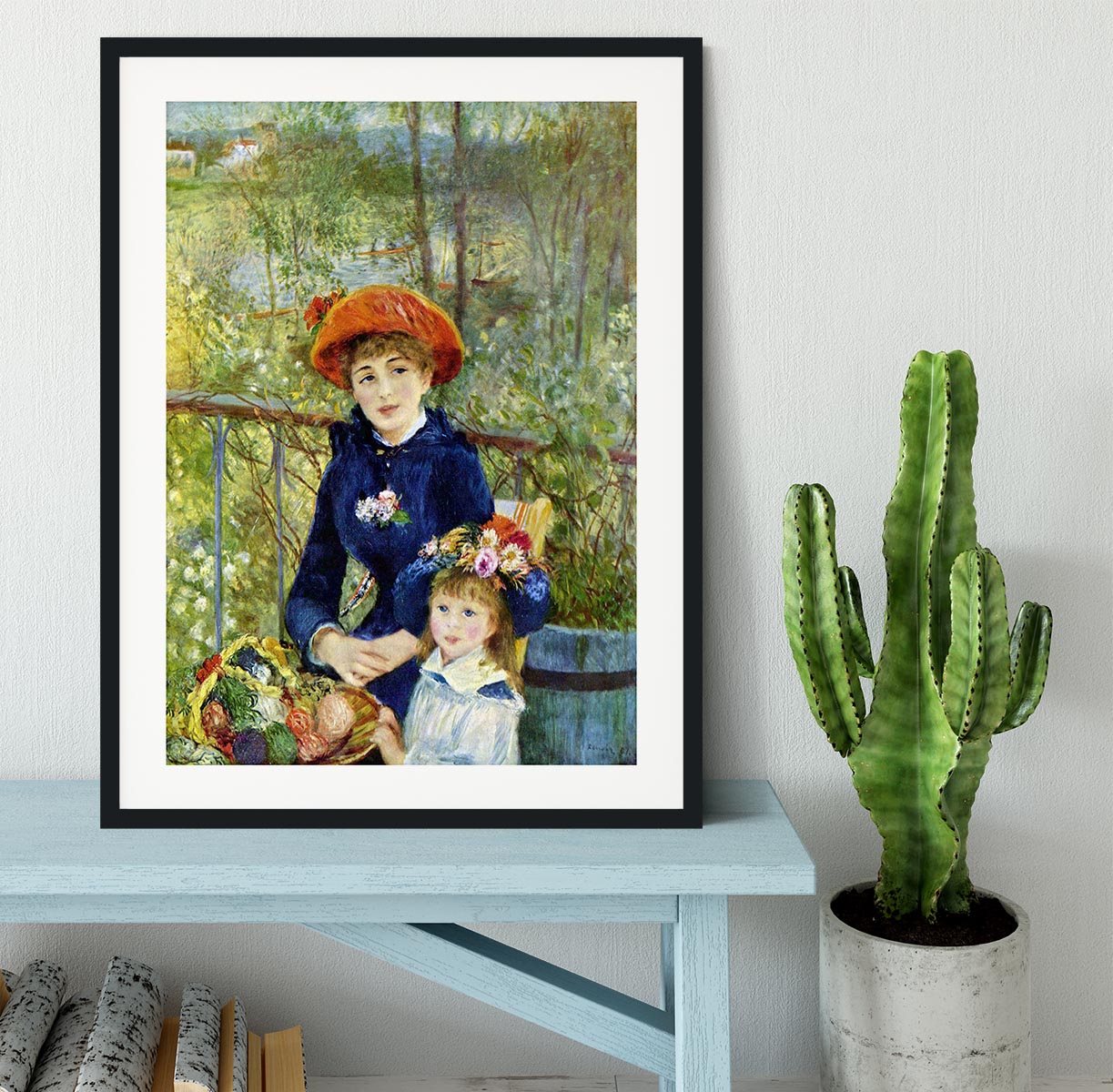 Two Sisters On The Terrace by Renoir Framed Print - Canvas Art Rocks - 1
