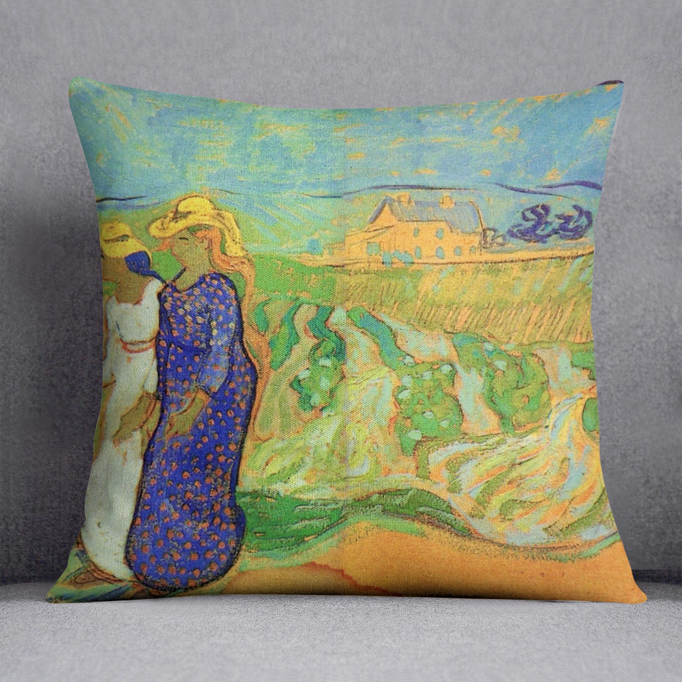 Two Women Crossing the Fields by Van Gogh Cushion