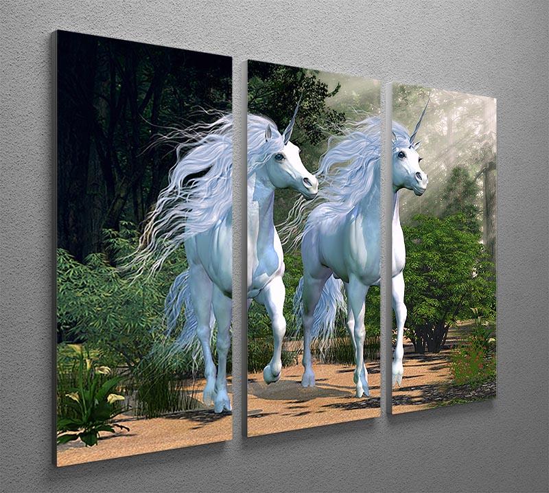 Two buck unicorns run together 3 Split Panel Canvas Print - Canvas Art Rocks - 2