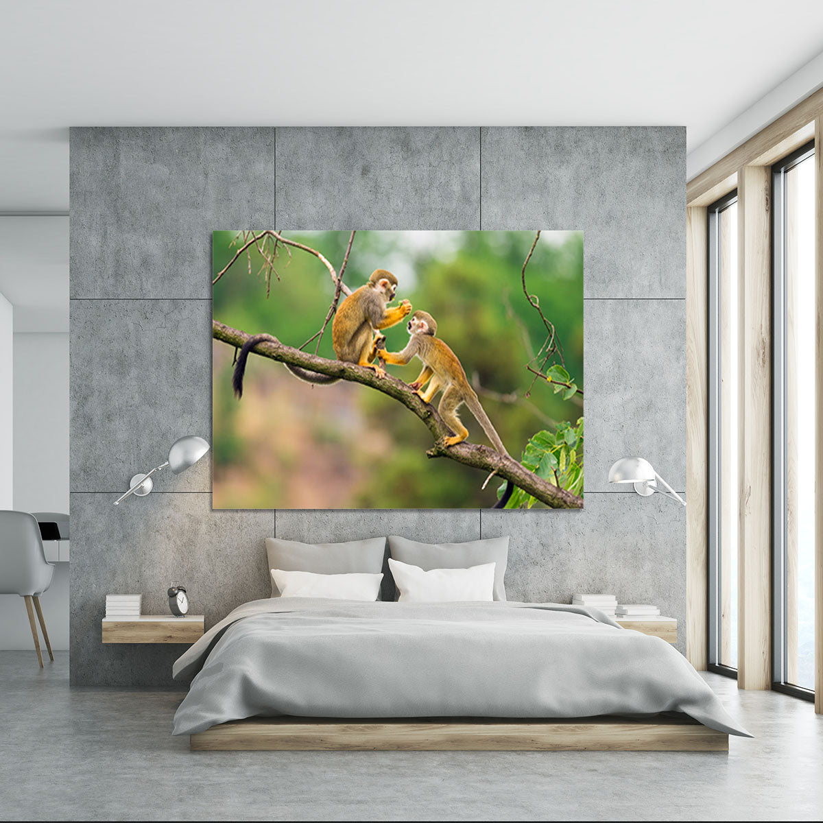 Two common squirrel monkeys Canvas Print or Poster - Canvas Art Rocks - 5