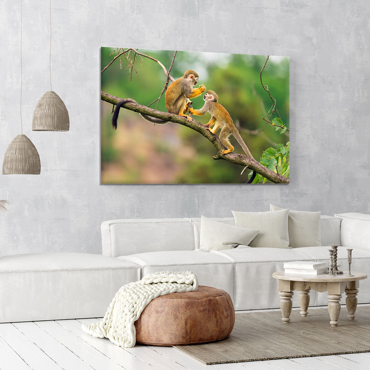 Two common squirrel monkeys Canvas Print or Poster - Canvas Art Rocks - 6