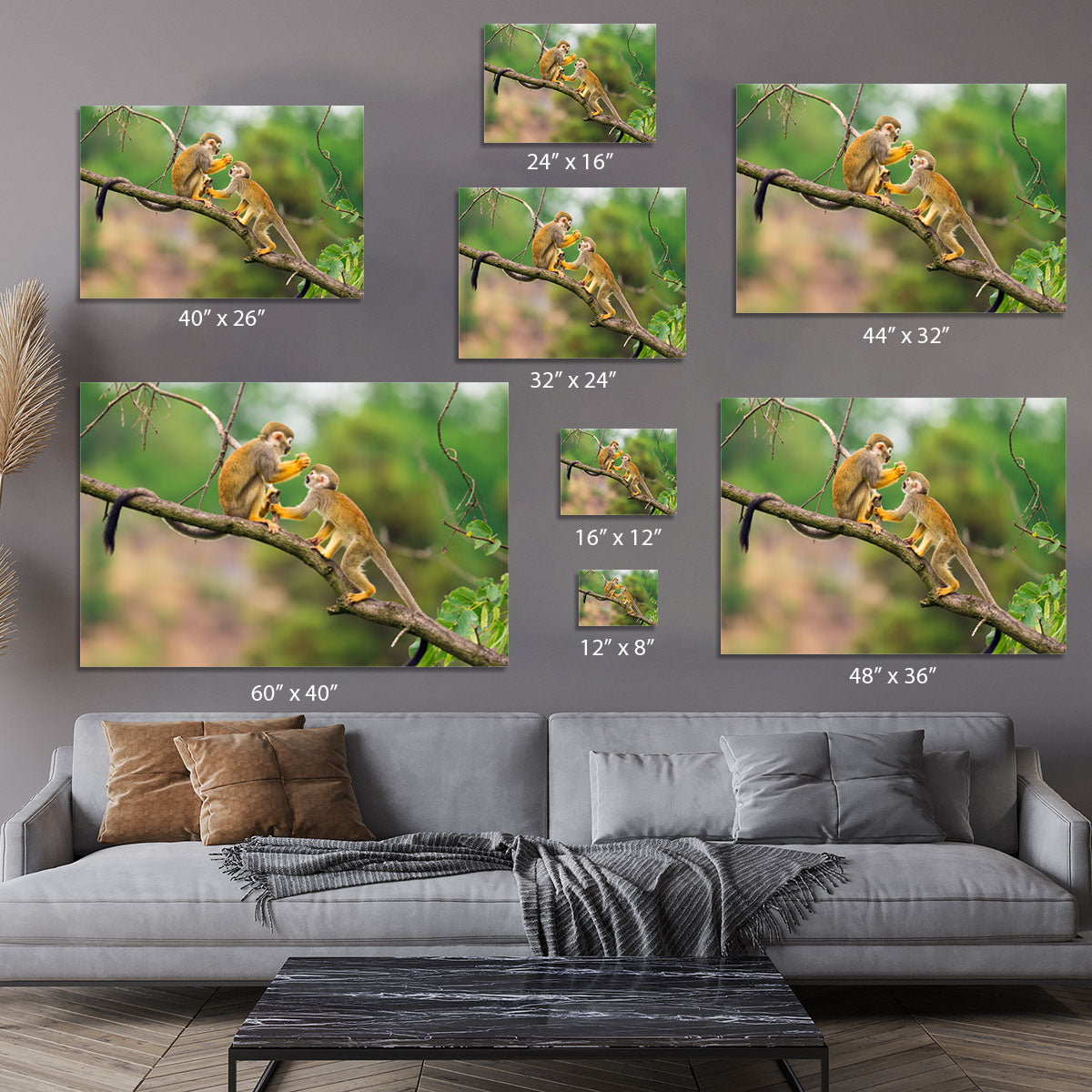 Two common squirrel monkeys Canvas Print or Poster - Canvas Art Rocks - 7