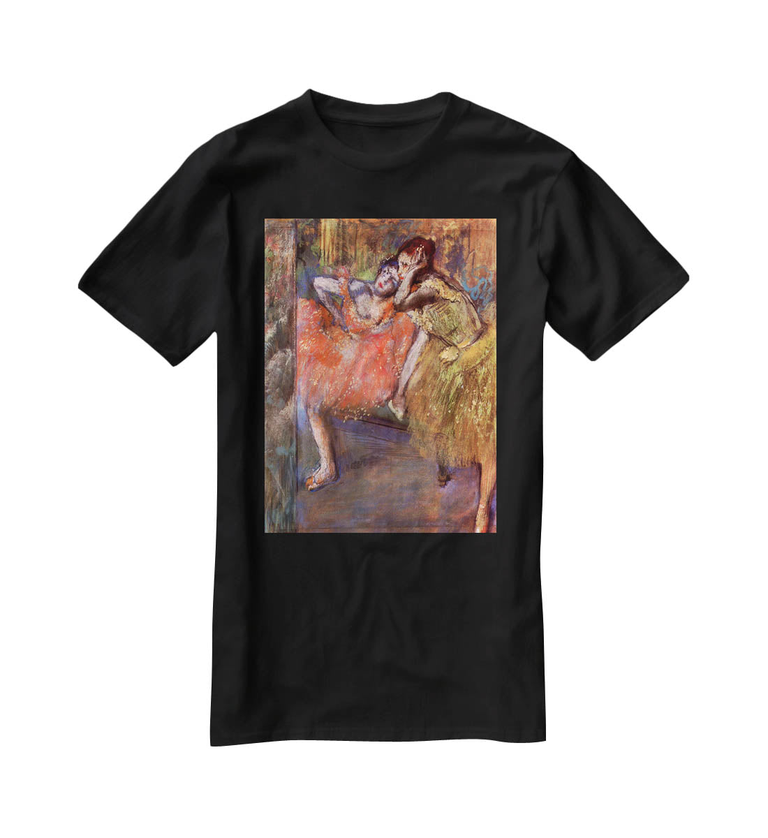 Two dancers behind the scenes by Degas T-Shirt - Canvas Art Rocks - 1