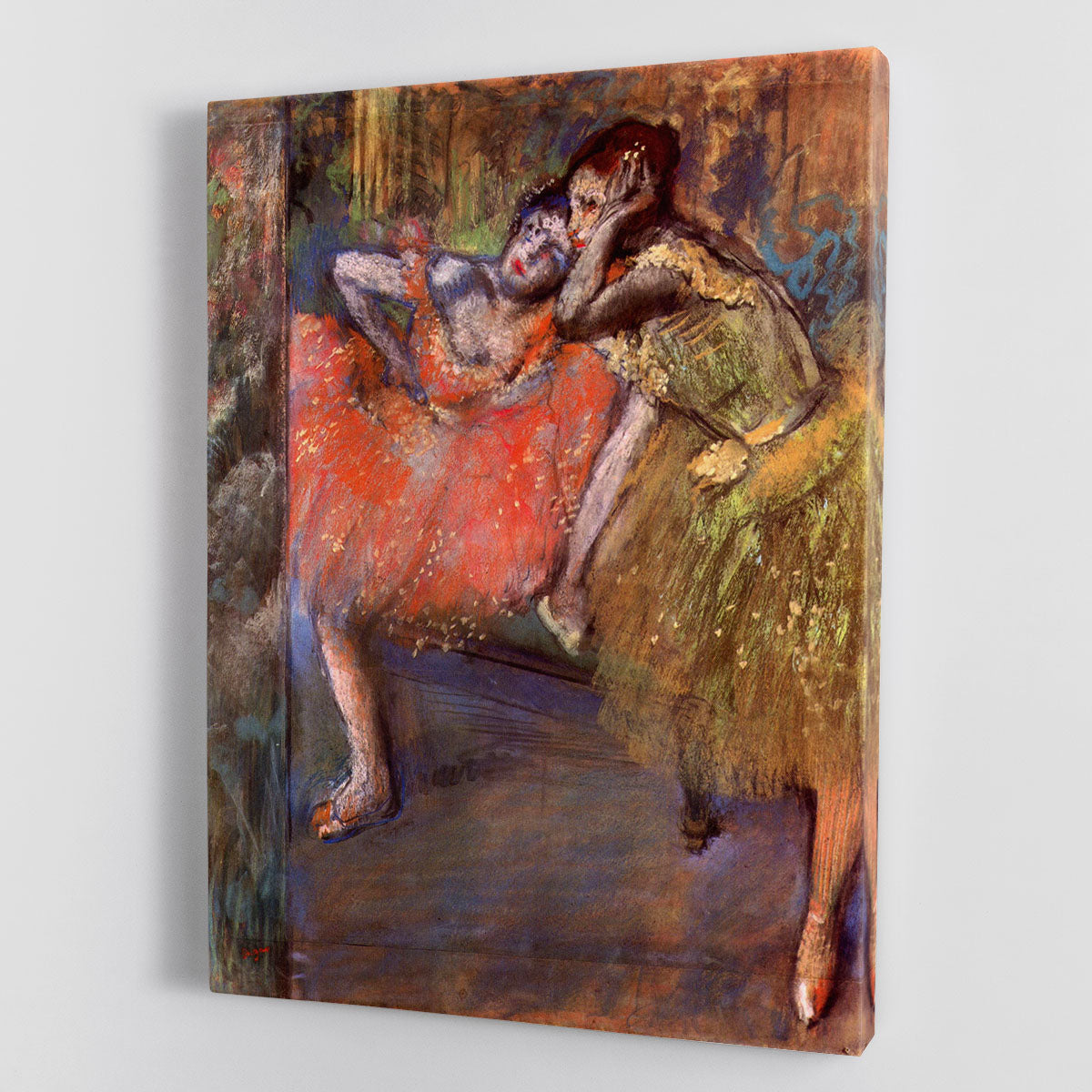 Two dancers behind the scenes by Degas Canvas Print or Poster - Canvas Art Rocks - 1