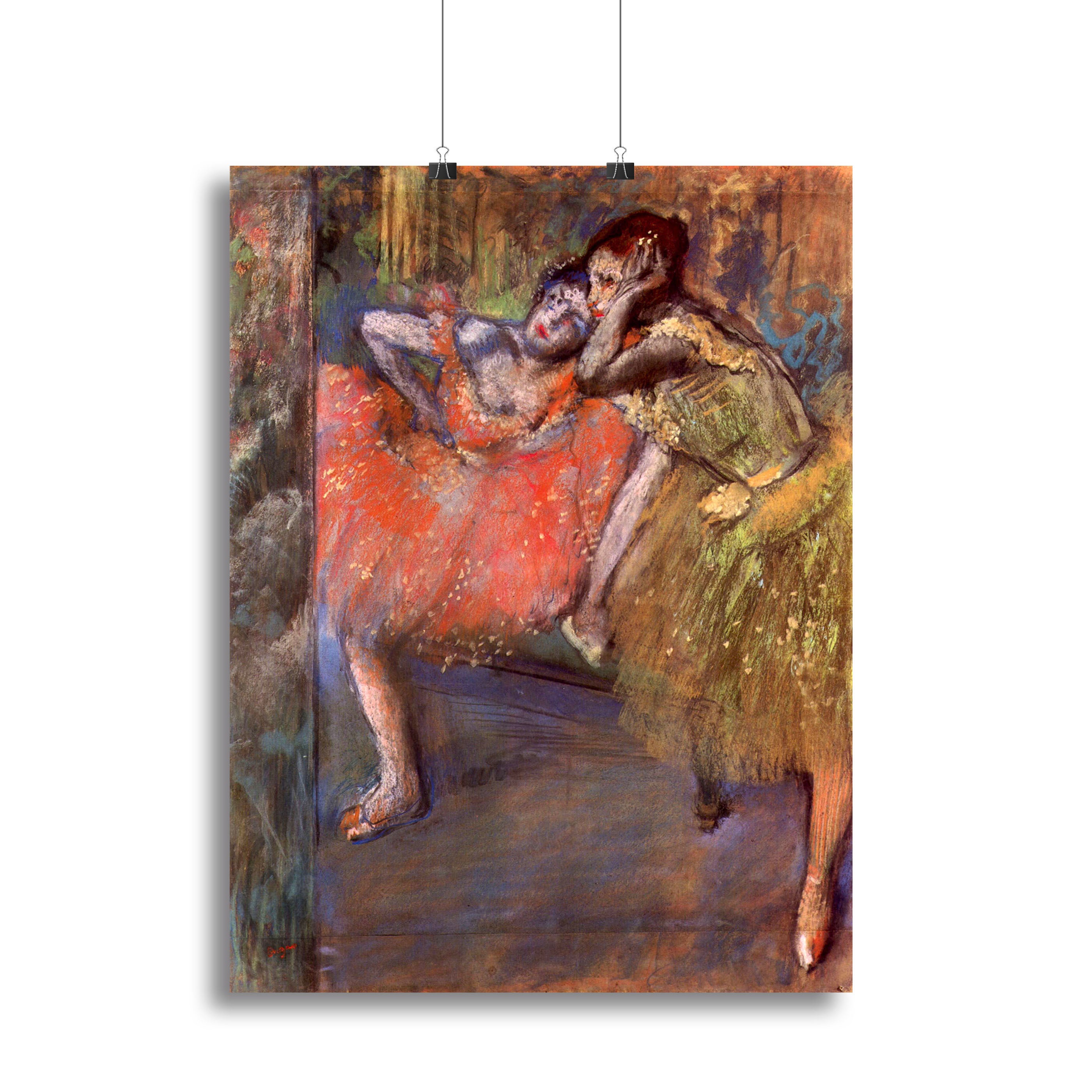 Two dancers behind the scenes by Degas Canvas Print or Poster - Canvas Art Rocks - 2