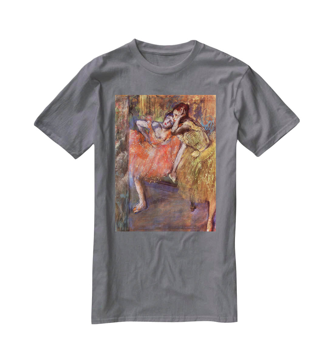 Two dancers behind the scenes by Degas T-Shirt - Canvas Art Rocks - 3