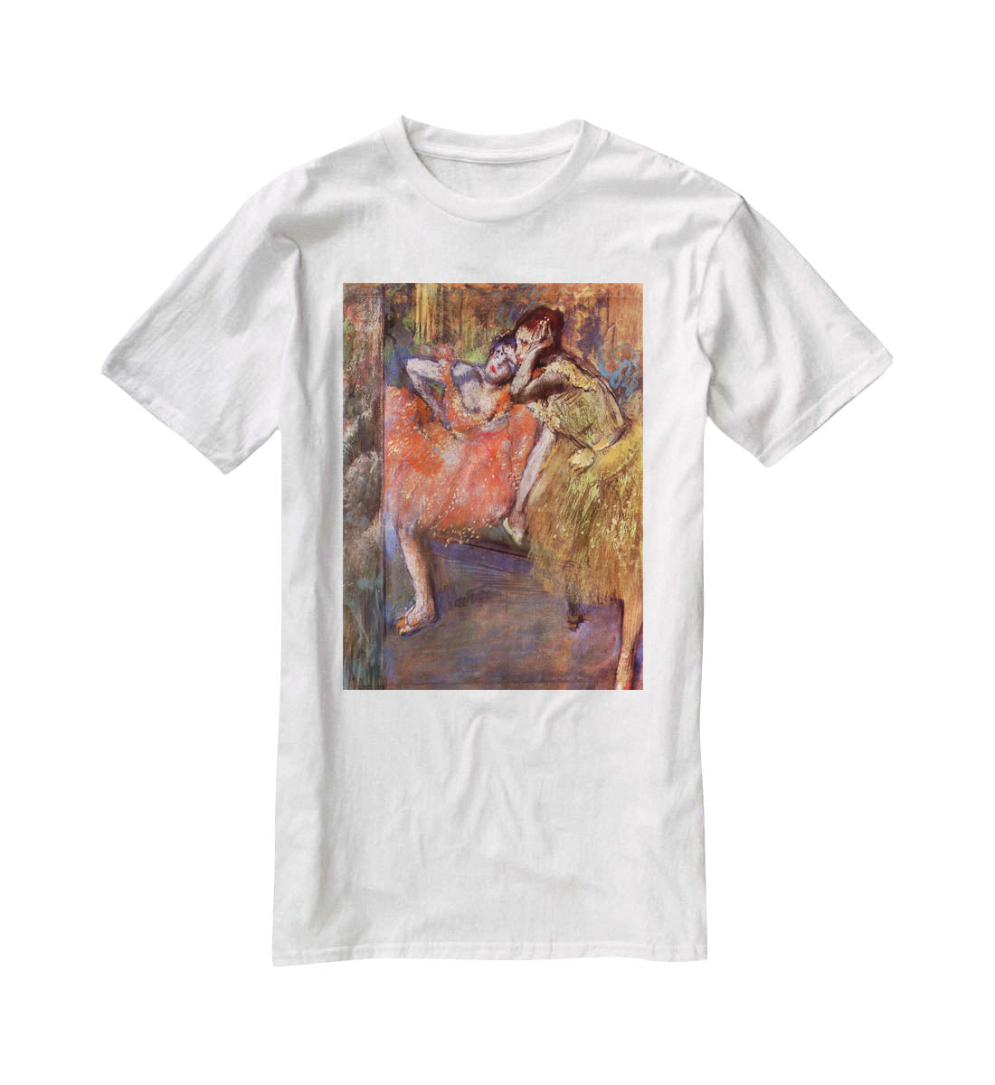 Two dancers behind the scenes by Degas T-Shirt - Canvas Art Rocks - 5
