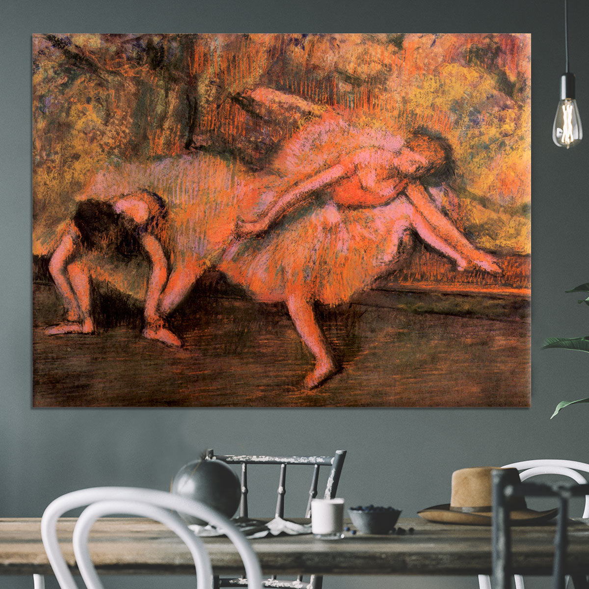 Two dancers on a bank by Degas Canvas Print or Poster - Canvas Art Rocks - 3