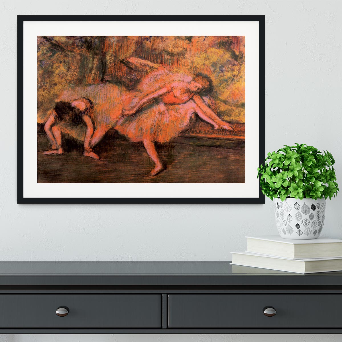 Two dancers on a bank by Degas Framed Print - Canvas Art Rocks - 1
