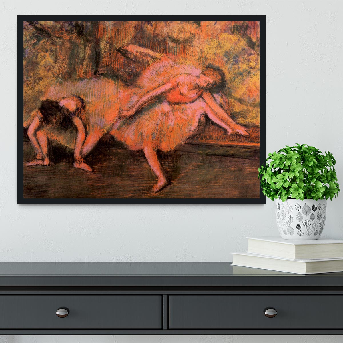 Two dancers on a bank by Degas Framed Print - Canvas Art Rocks - 2