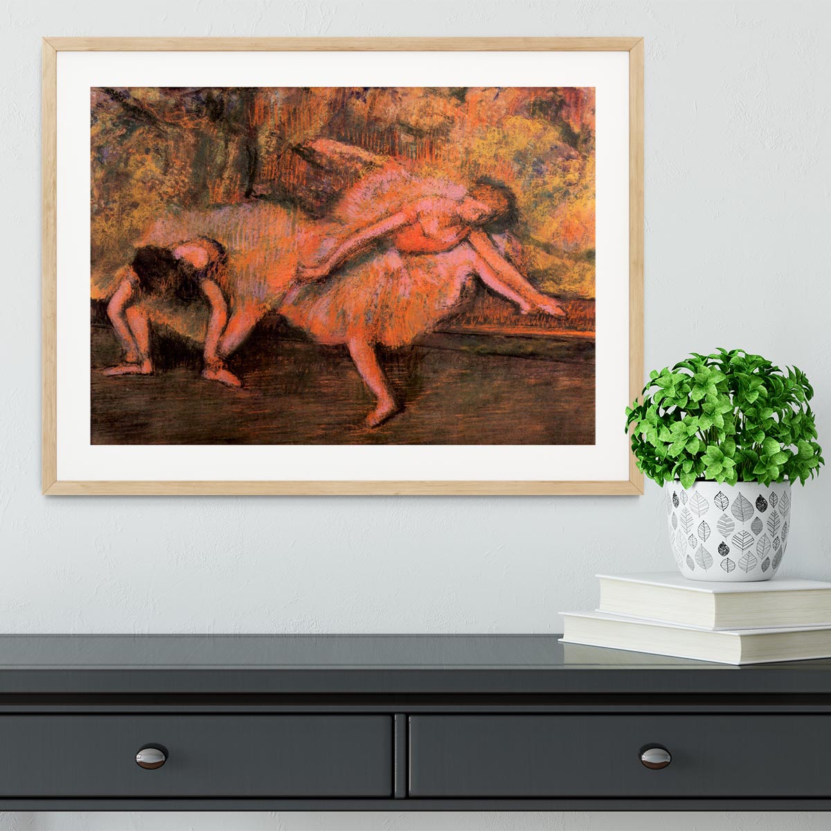 Two dancers on a bank by Degas Framed Print - Canvas Art Rocks - 3