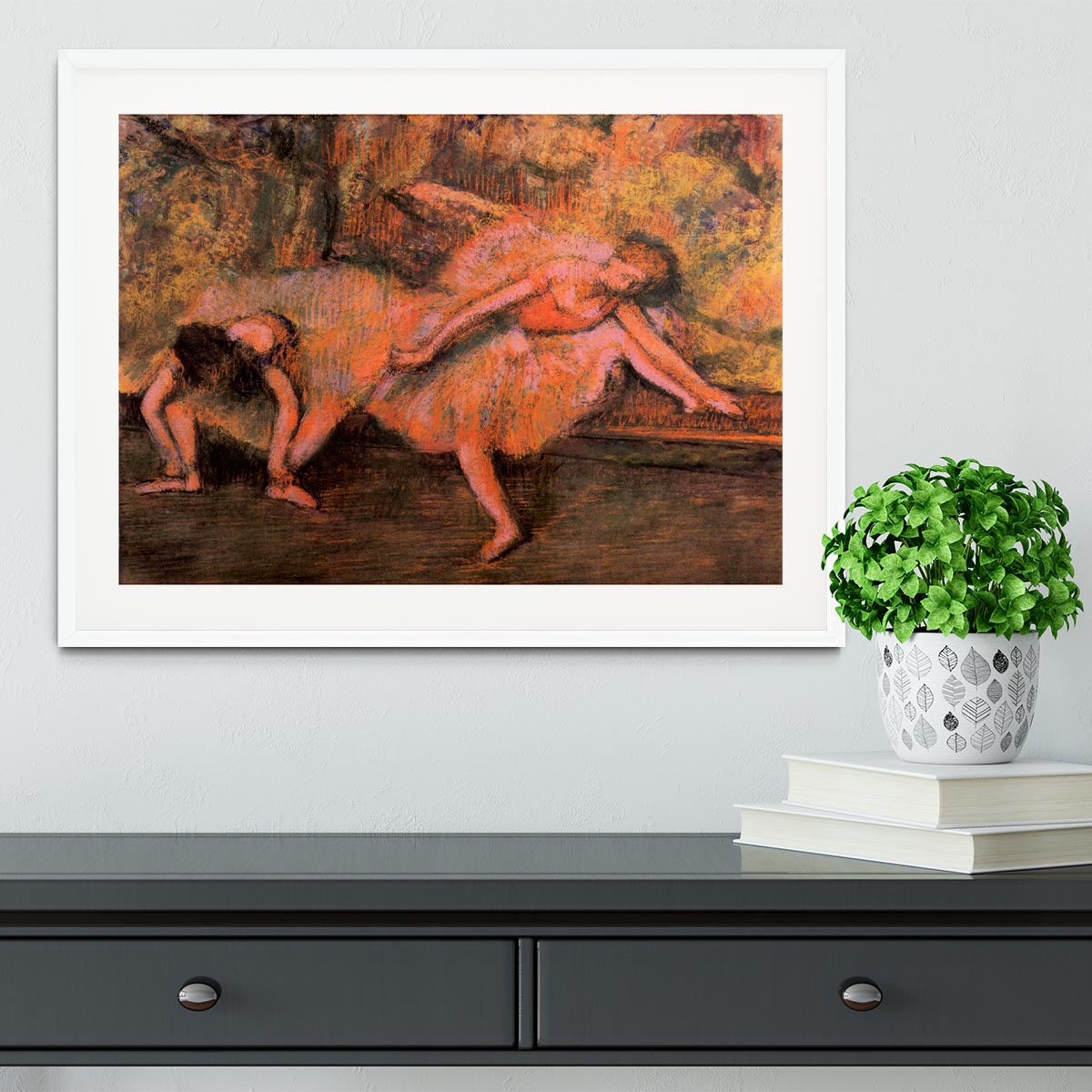 Two dancers on a bank by Degas Framed Print - Canvas Art Rocks - 5