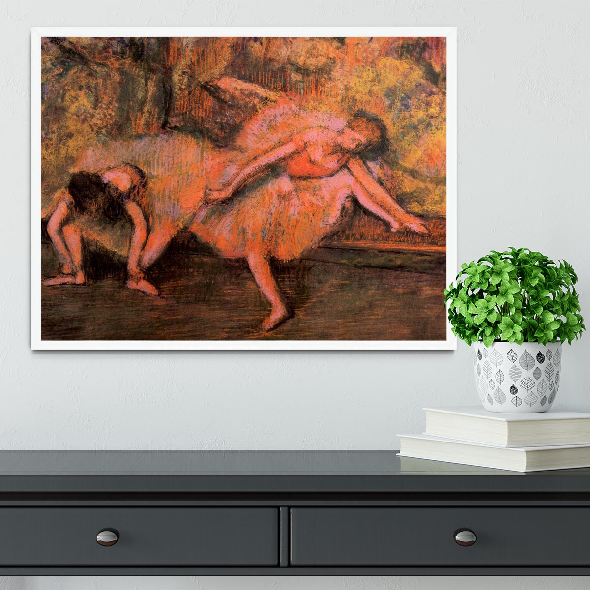 Two dancers on a bank by Degas Framed Print - Canvas Art Rocks -6