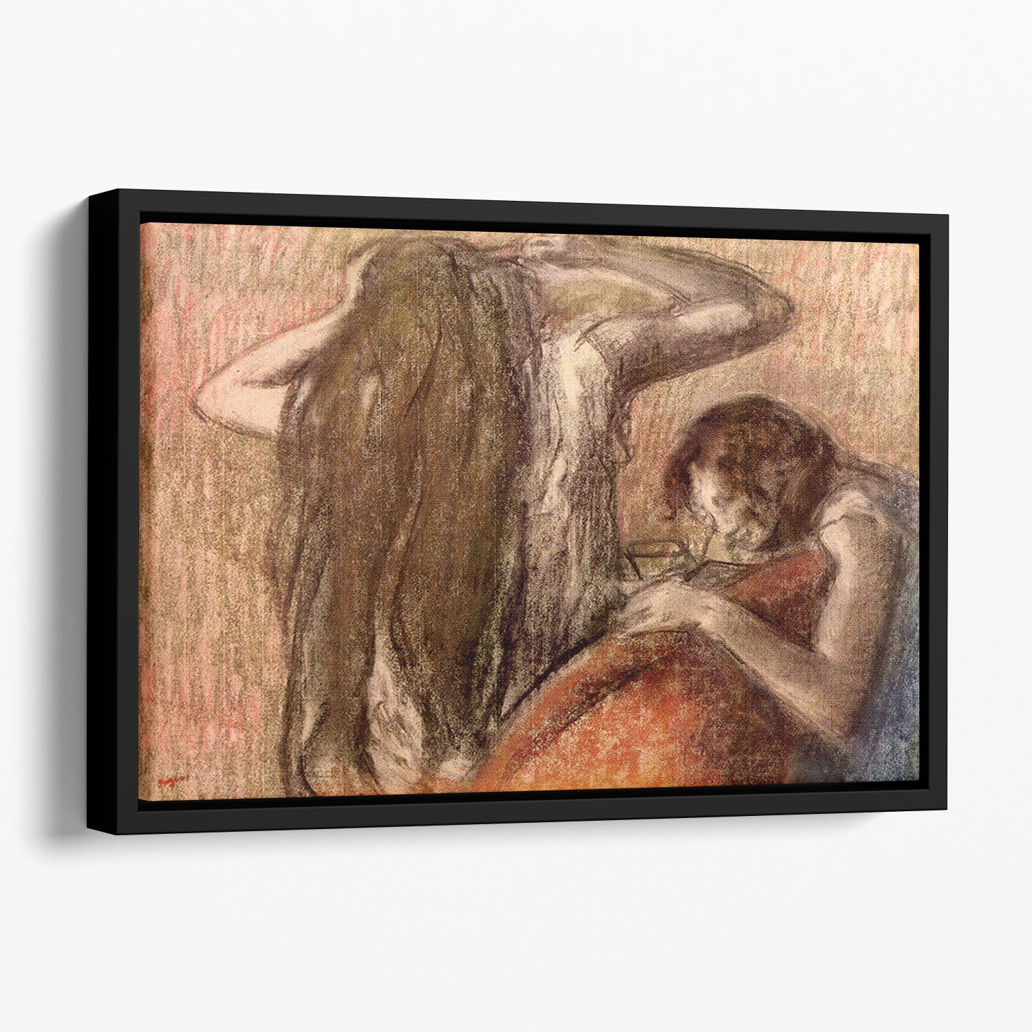 Two girls by Degas Floating Framed Canvas