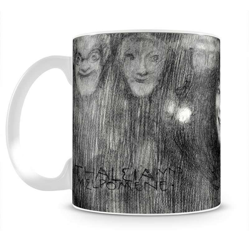Two girls heads in profile and masks Thalia and Melpomene by Klimt Mug - Canvas Art Rocks - 2