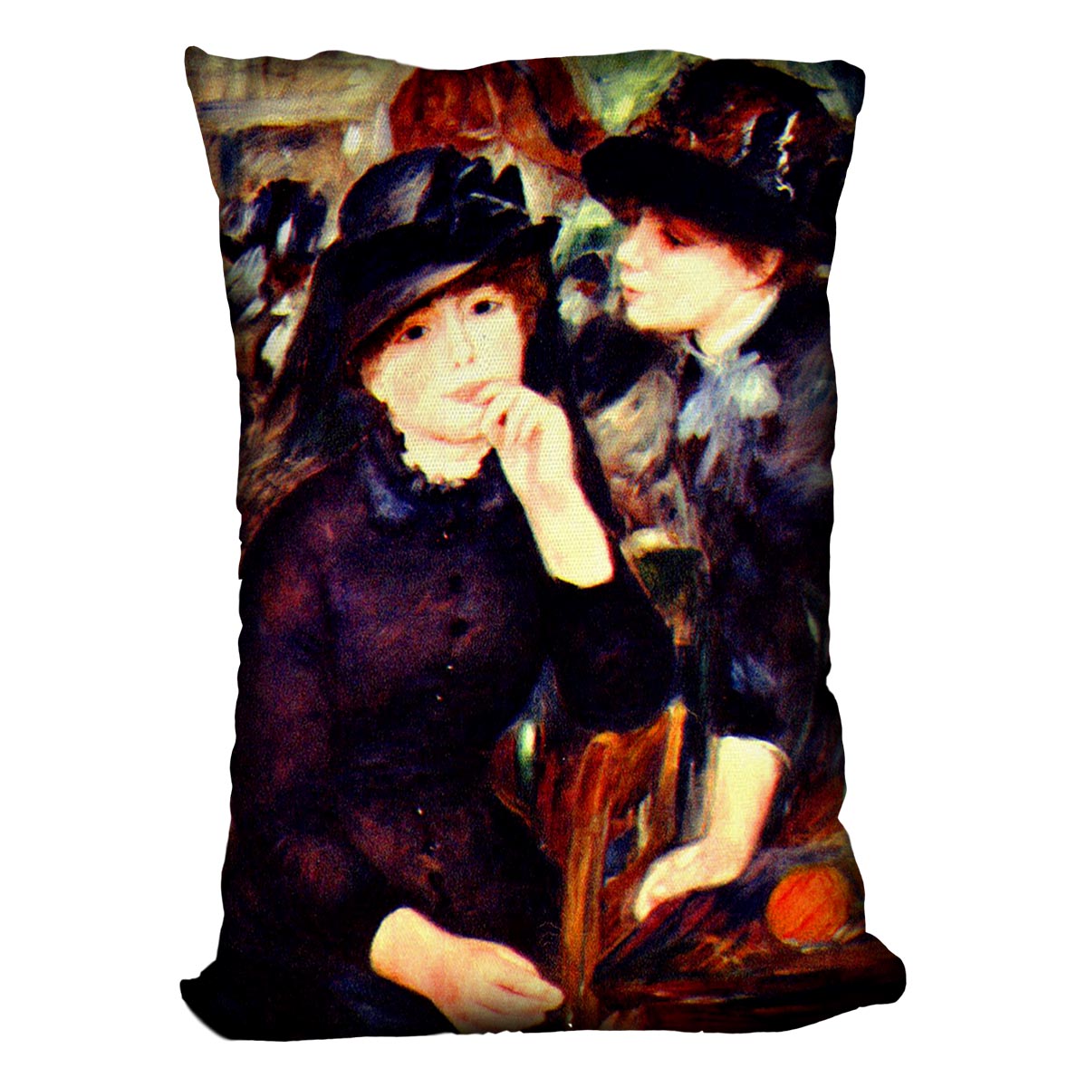 Two girls in black by Renoir Cushion