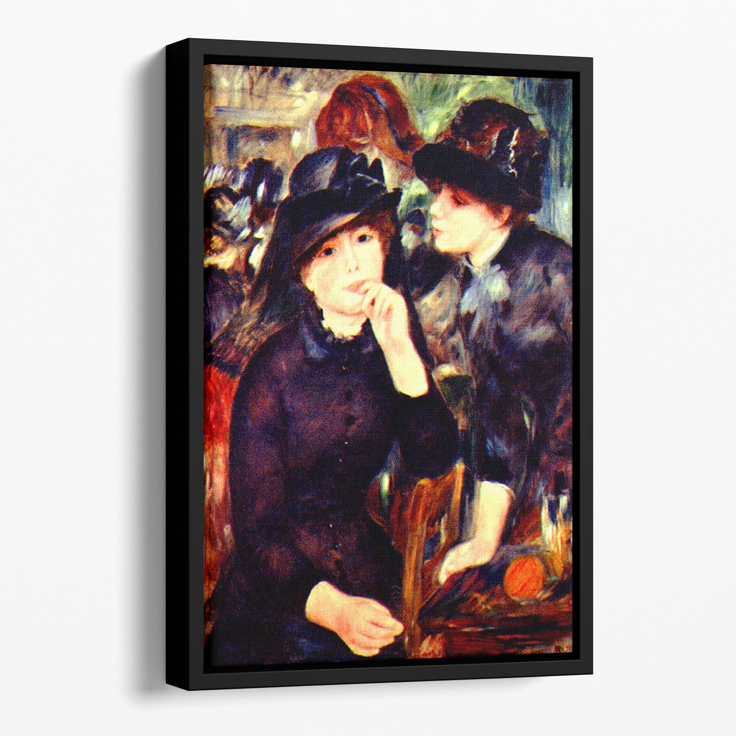 Two girls in black by Renoir Floating Framed Canvas