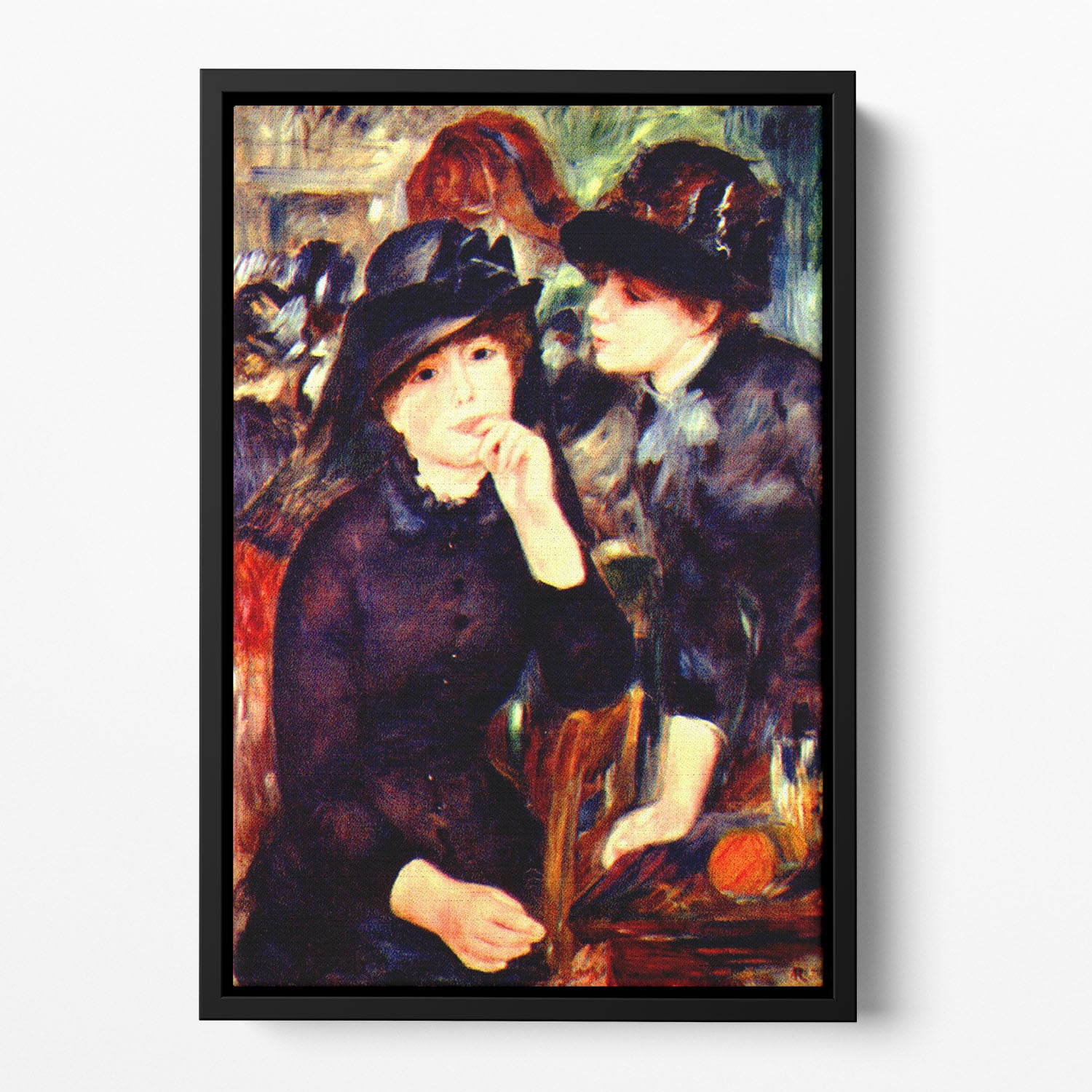 Two girls in black by Renoir Floating Framed Canvas