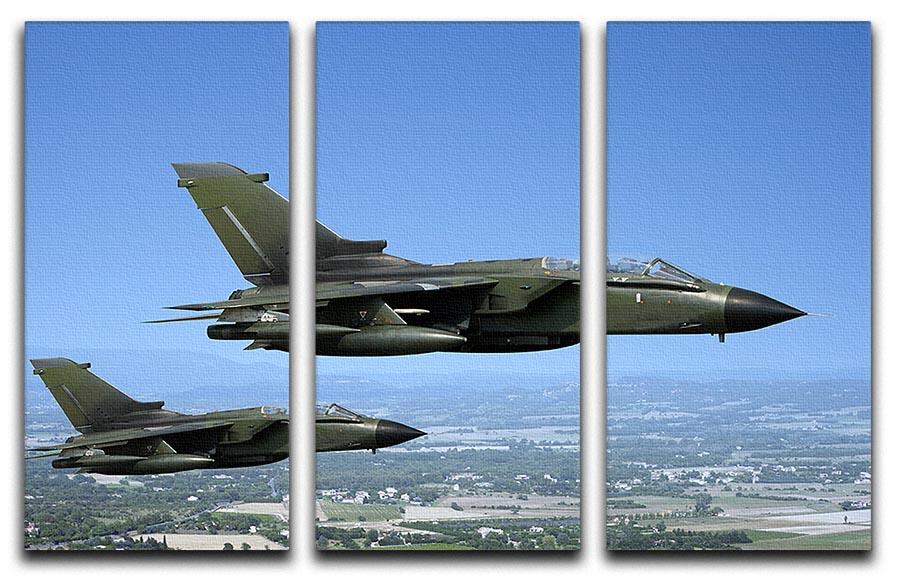 Two green fighter jets 3 Split Panel Canvas Print - Canvas Art Rocks - 1