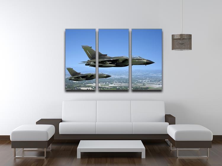 Two green fighter jets 3 Split Panel Canvas Print - Canvas Art Rocks - 3