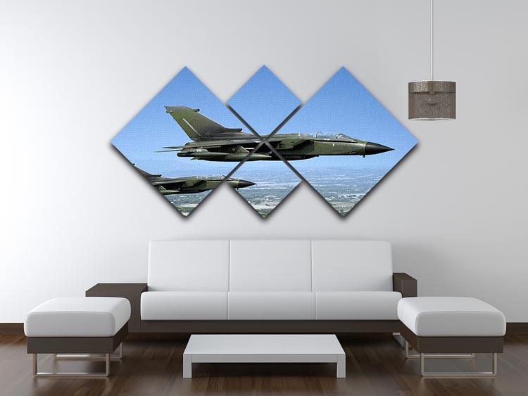 Two green fighter jets 4 Square Multi Panel Canvas  - Canvas Art Rocks - 3