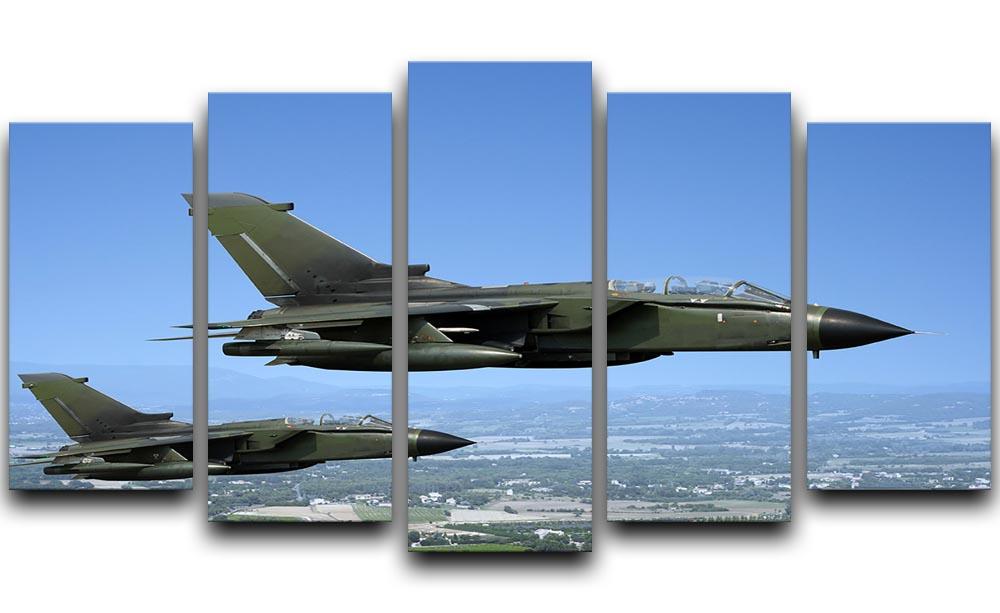 Two green fighter jets 5 Split Panel Canvas  - Canvas Art Rocks - 1