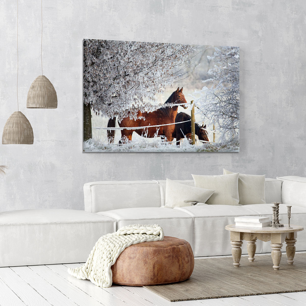 Two horses in a winter landscape Canvas Print or Poster - Canvas Art Rocks - 6