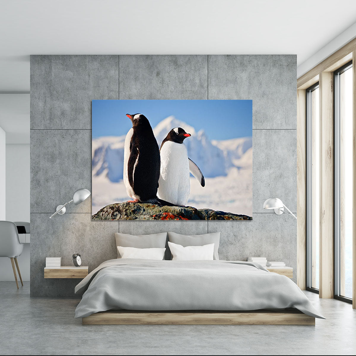Two penguins dreaming sitting on a rock Canvas Print or Poster - Canvas Art Rocks - 5