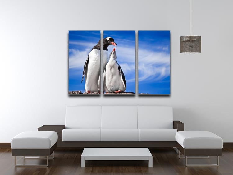 Two penguins resting 3 Split Panel Canvas Print - Canvas Art Rocks - 3