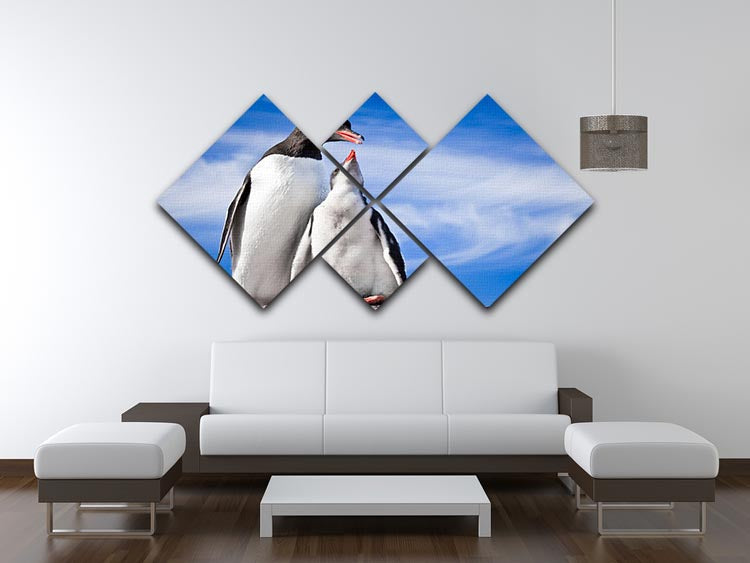 Two penguins resting 4 Square Multi Panel Canvas - Canvas Art Rocks - 3