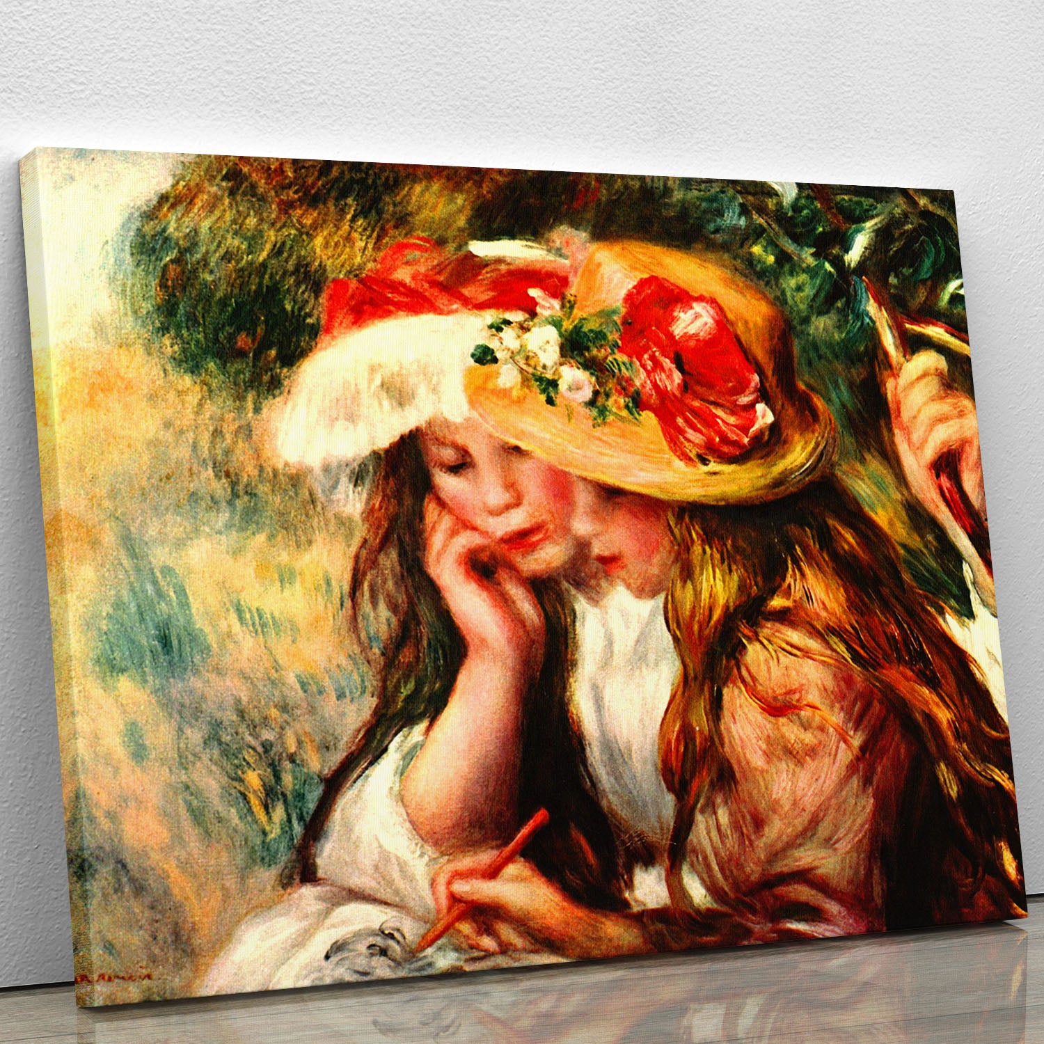 Two reading girls in a garden by Renoir Canvas Print or Poster - Canvas Art Rocks - 1