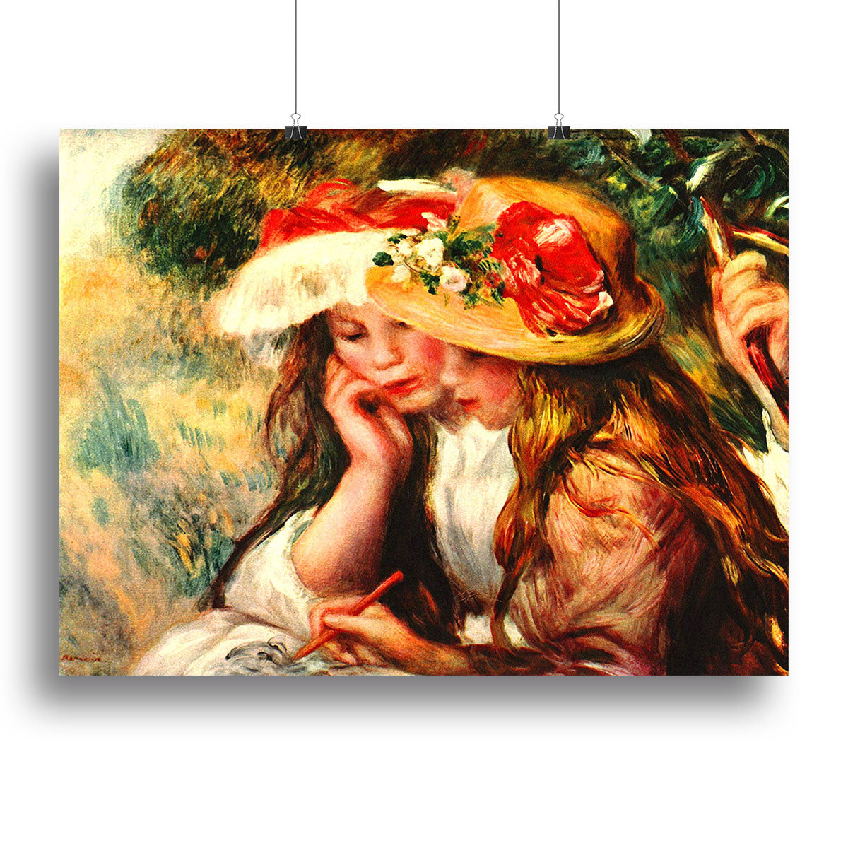 Two reading girls in a garden by Renoir Canvas Print or Poster - Canvas Art Rocks - 2