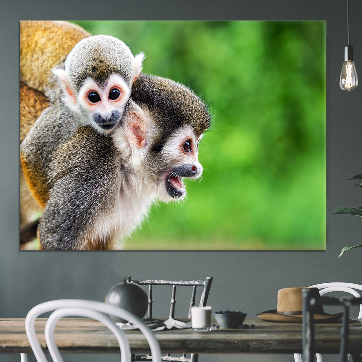 Two squirrel monkeys Canvas Print or Poster - Canvas Art Rocks - 3