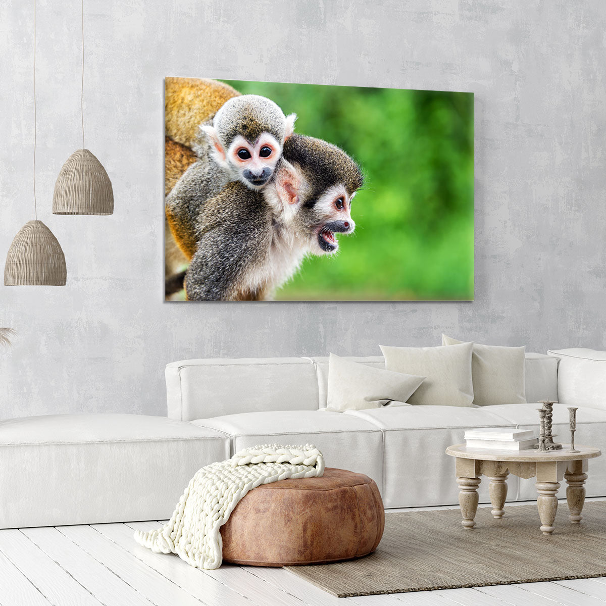 Two squirrel monkeys Canvas Print or Poster - Canvas Art Rocks - 6