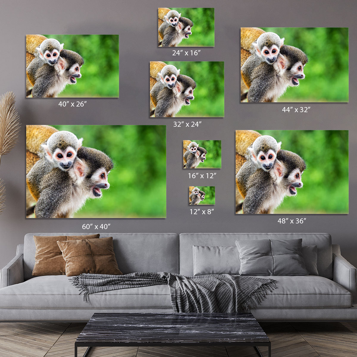 Two squirrel monkeys Canvas Print or Poster - Canvas Art Rocks - 7
