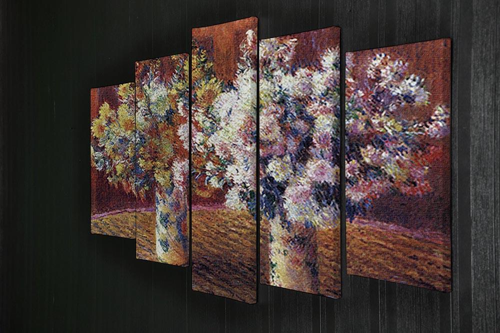 Two vases with Chrysanthemums by Monet 5 Split Panel Canvas - Canvas Art Rocks - 2