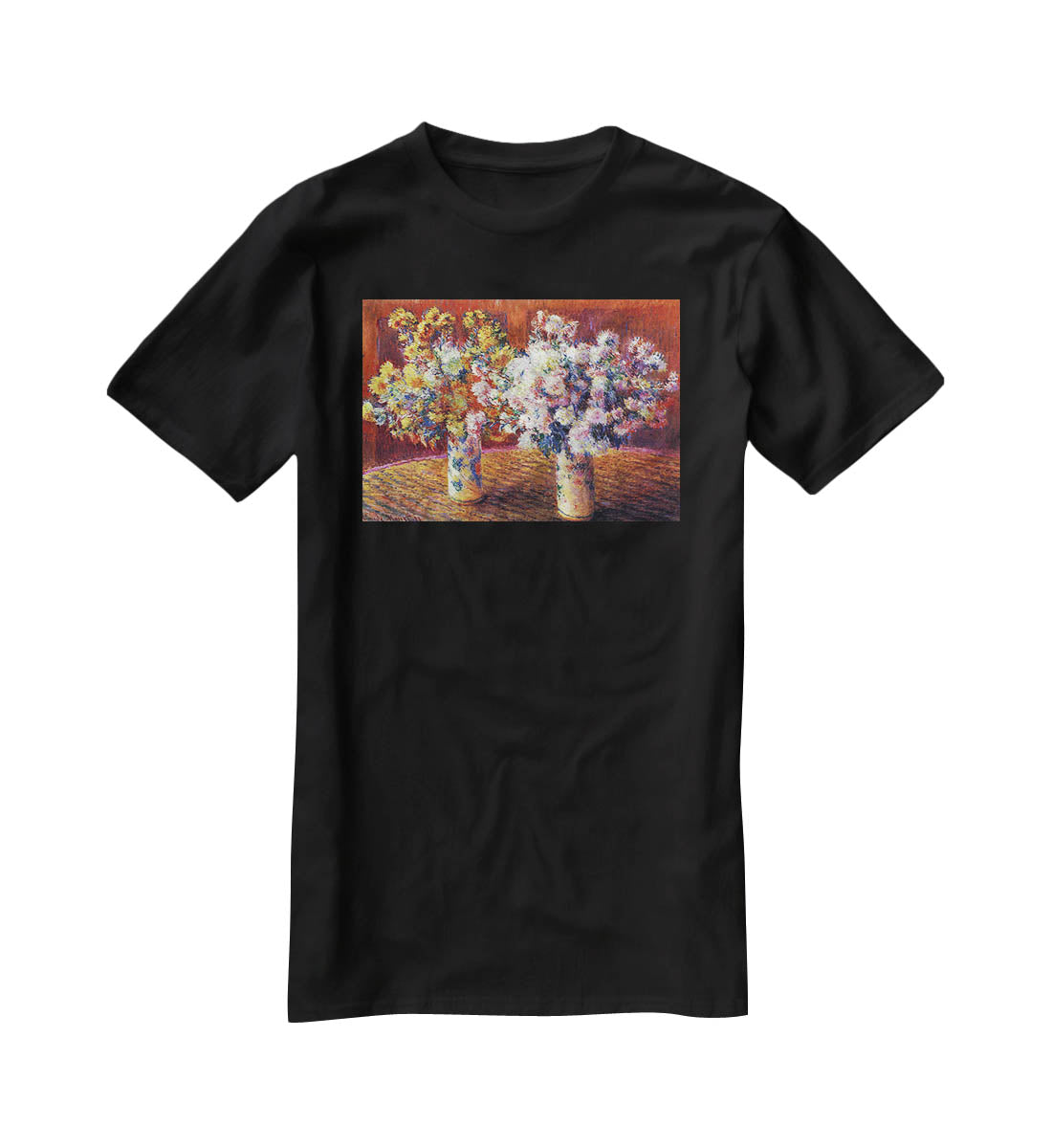 Two vases with Chrysanthemums by Monet T-Shirt - Canvas Art Rocks - 1