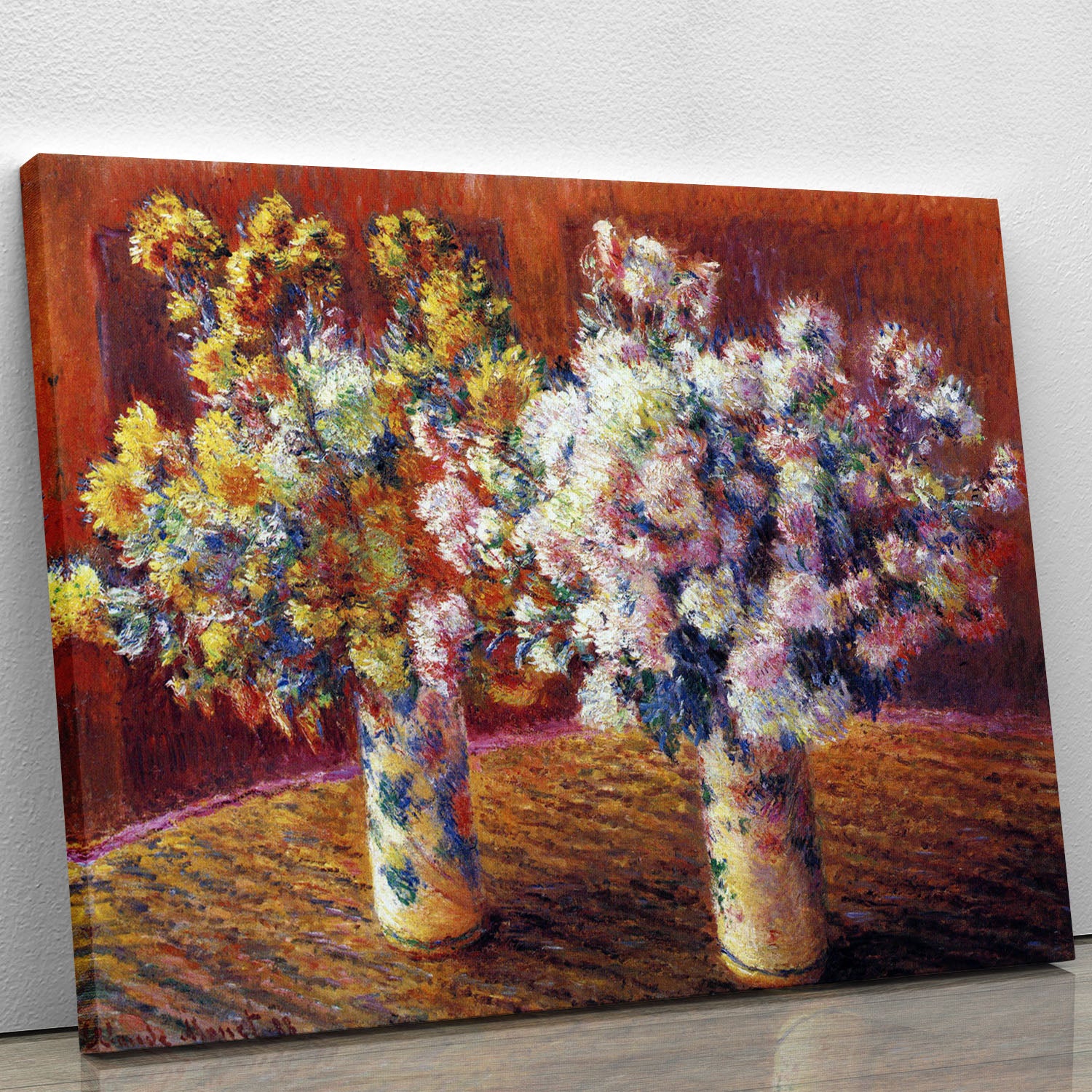 Two vases with Chrysanthemums by Monet Canvas Print or Poster - Canvas Art Rocks - 1